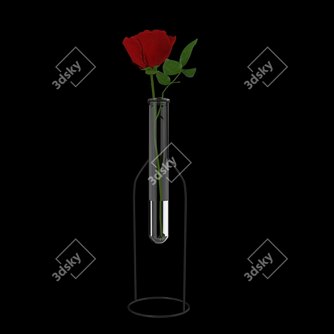 Elegant Rose Bottle Vase 3D model image 3