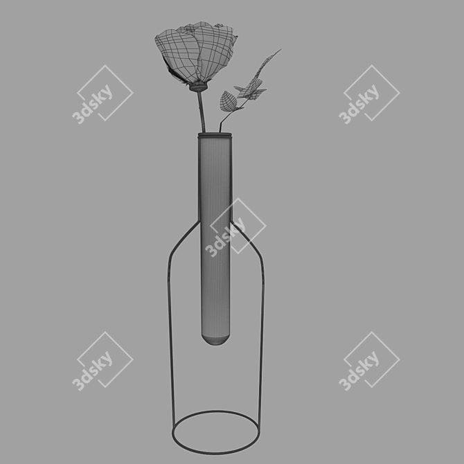 Elegant Rose Bottle Vase 3D model image 4