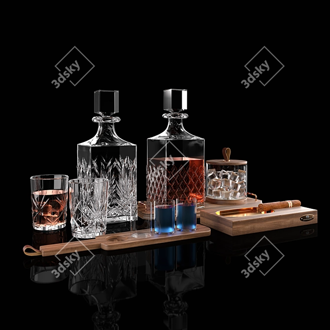 Premium Whiskey Set: Humidor & Cigar Ashtray 3D model image 3