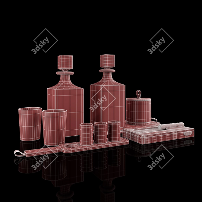 Premium Whiskey Set: Humidor & Cigar Ashtray 3D model image 4