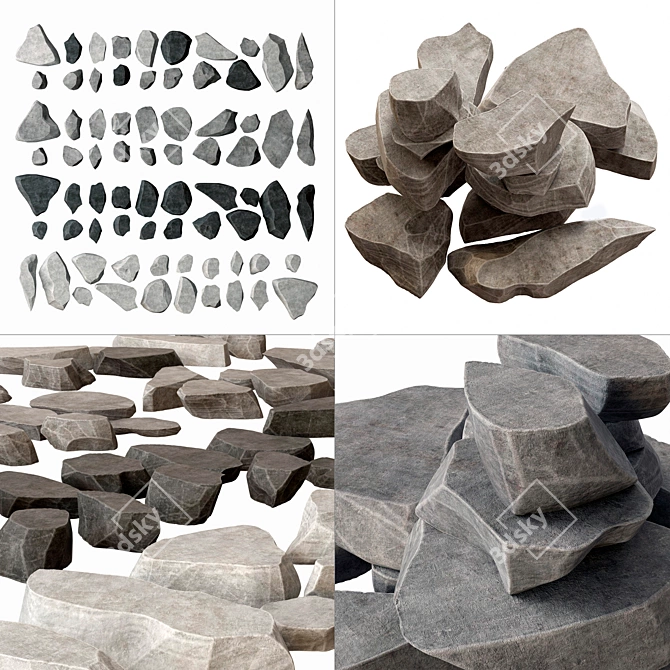 Rock Stone Plate: High-Quality Textures, Smooth 3D Geometry 3D model image 1