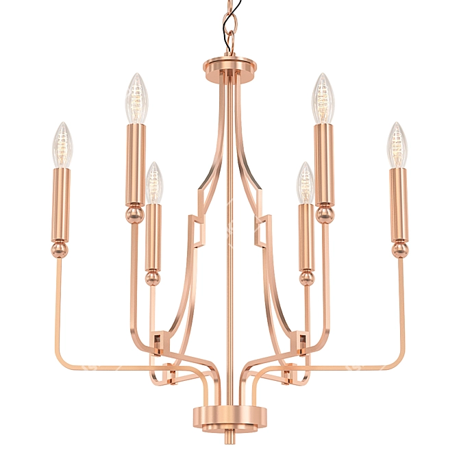 Whitter Aged Brass Chandelier: Classic Elegance 3D model image 1