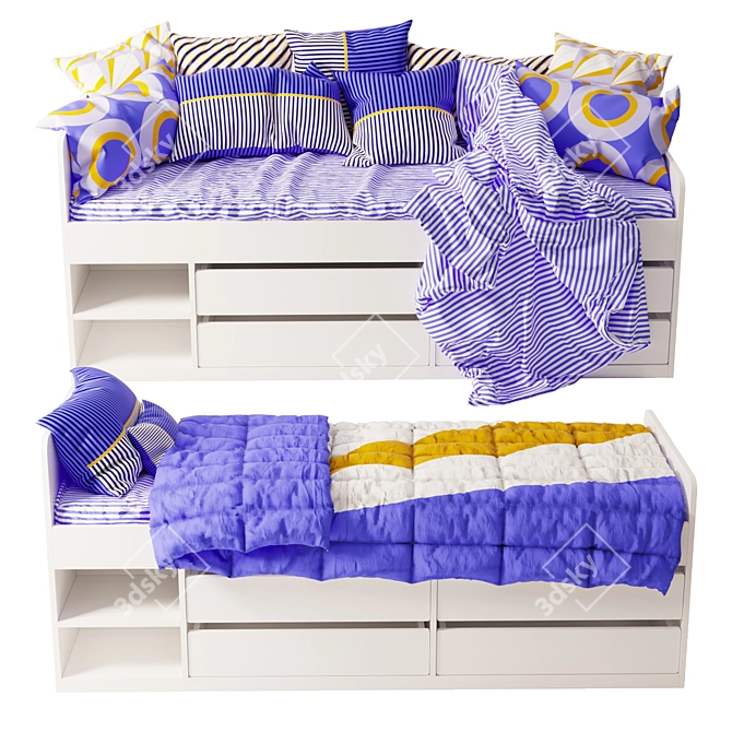 Modern Ikea Family Bed 3D model image 1