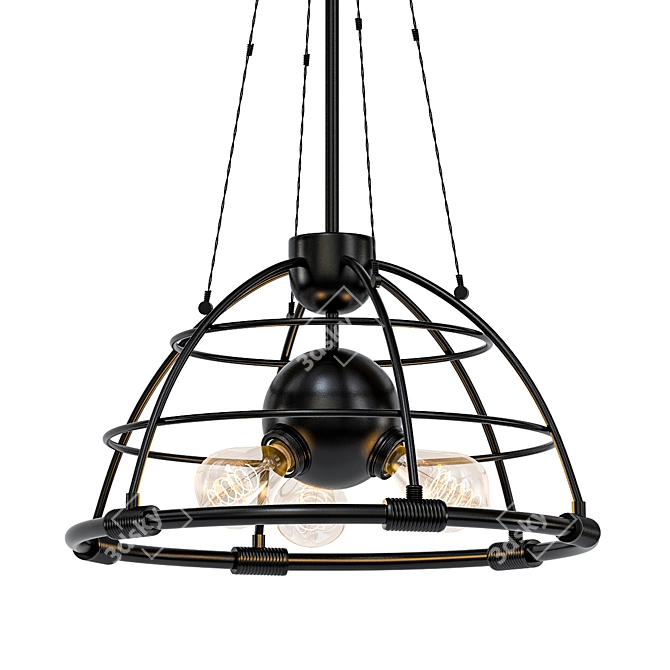 Industrial Metal Pendant Light 3D model image 1