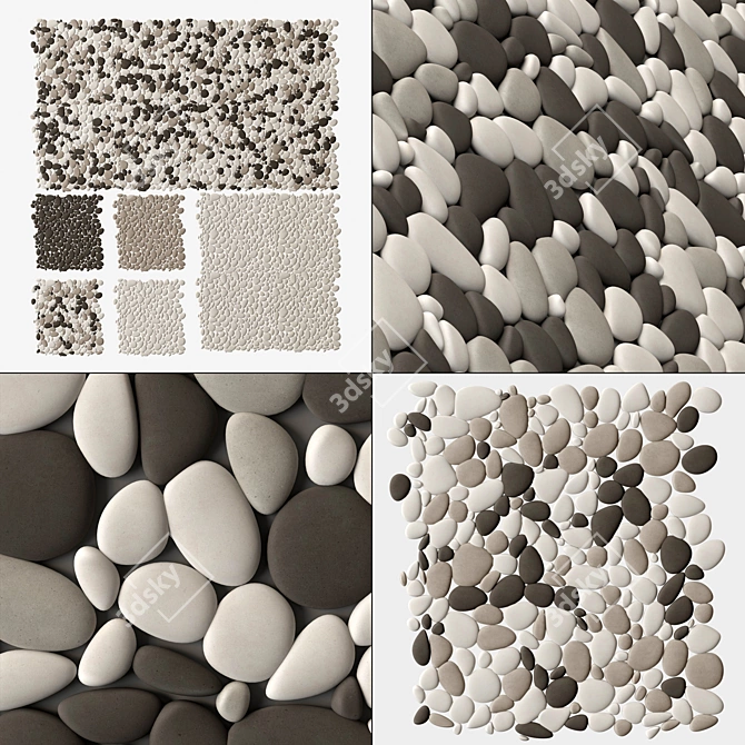 Large Pebble Oval Panel Tile 3D model image 1