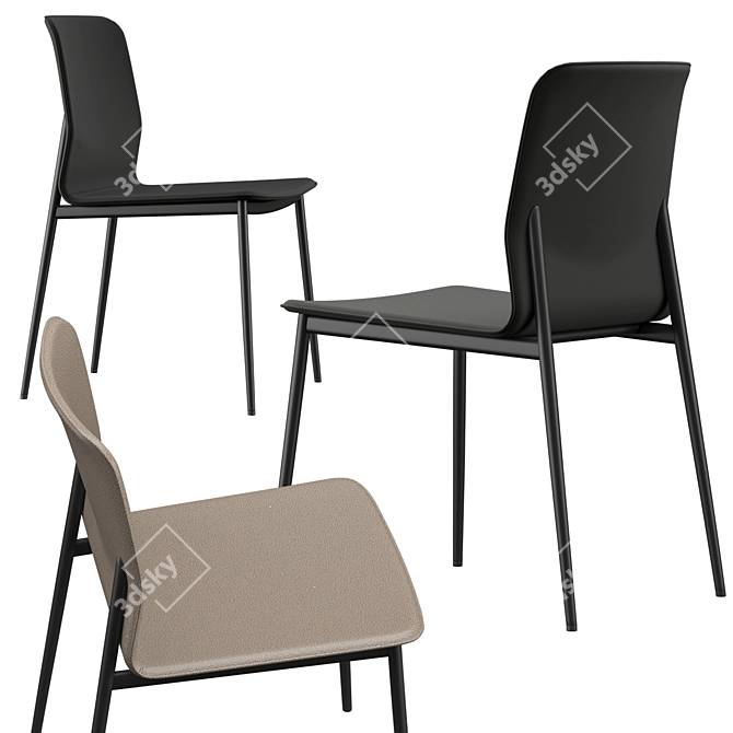 Modern Newport Dining Chair Set with Alicante Table 3D model image 2