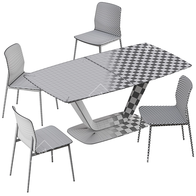 Modern Newport Dining Chair Set with Alicante Table 3D model image 5