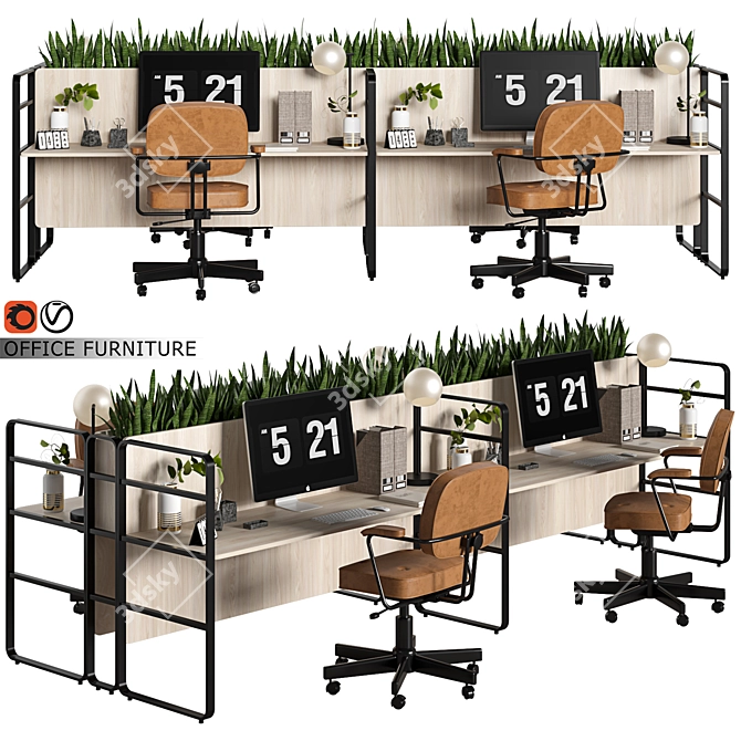 Modern Office Furniture Set 3D model image 1