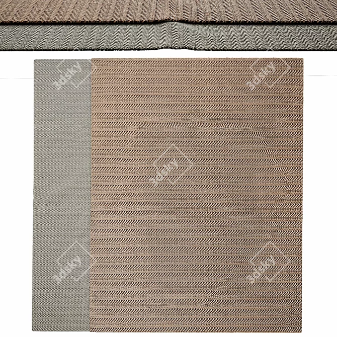 Braided Herringbone Outdoor Rug - Durable and Stylish 3D model image 1