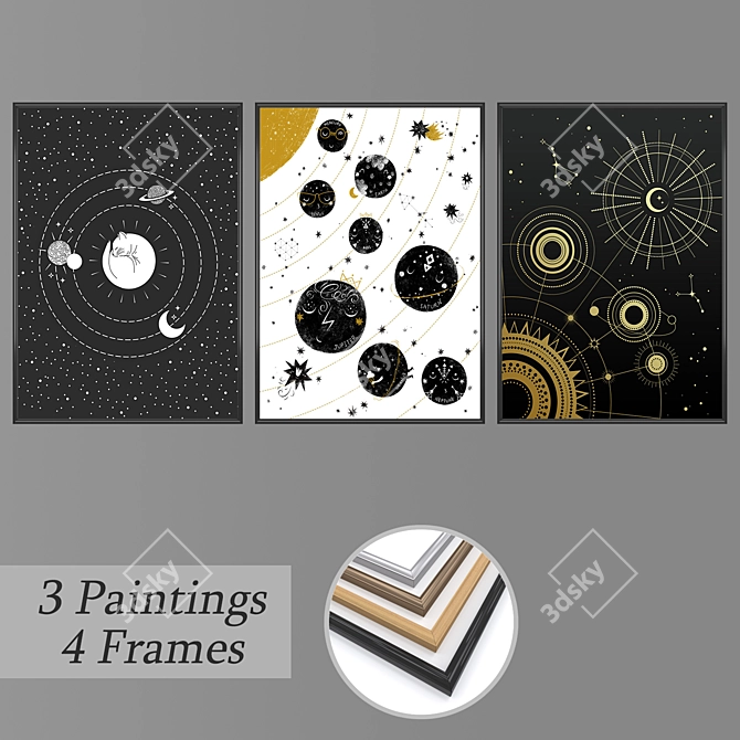 Diverse Wall Paintings Set 3D model image 1