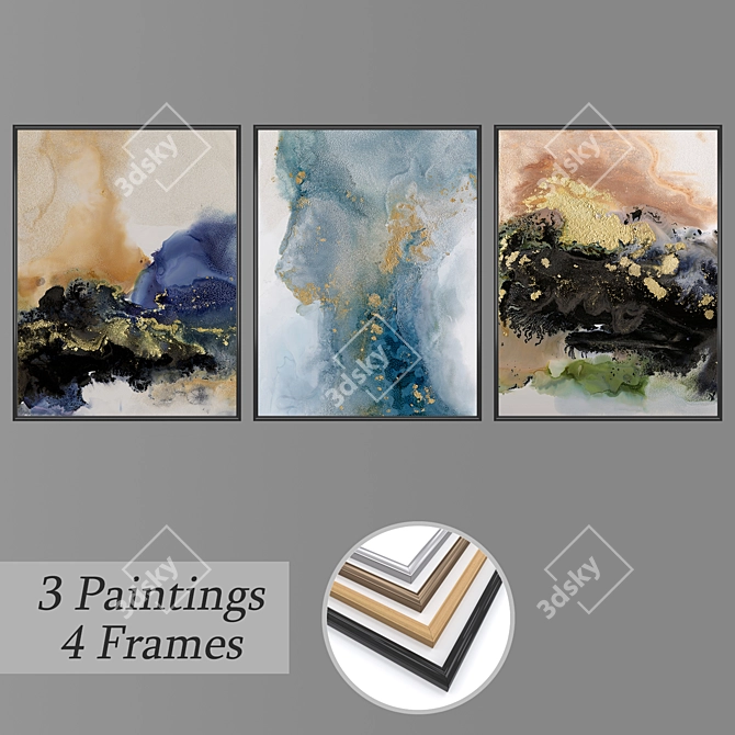 Artistic Wall Painting Set 3D model image 1