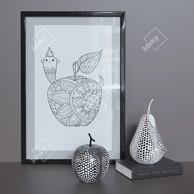 Minimalist Scandinavian Apple and Pear Decor 3D model image 1