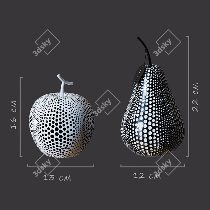 Minimalist Scandinavian Apple and Pear Decor 3D model image 2