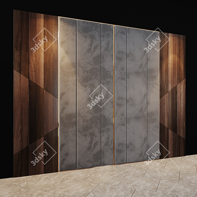 Title: Elegant Customizable Headboard and Wall Panel 3D model image 3