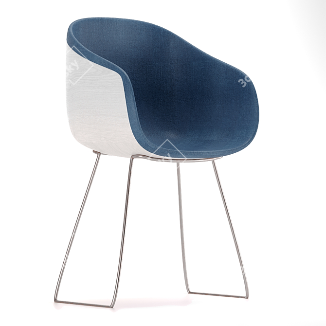 Sleek Wood and Fabric Chair 3D model image 1