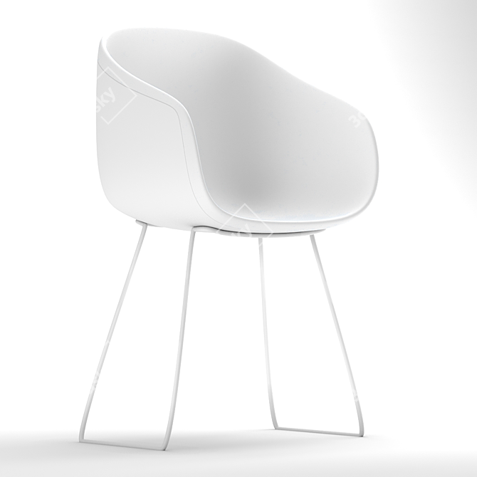 Sleek Wood and Fabric Chair 3D model image 2