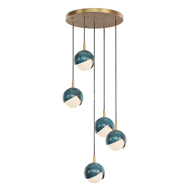 Floral Metal Pendant Light 3D model image 1