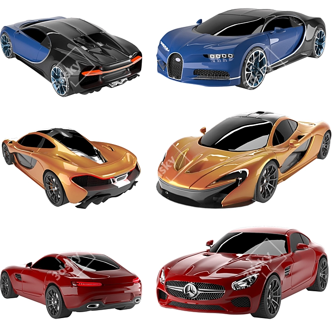 Superior Low Poly Car Collection 3D model image 1