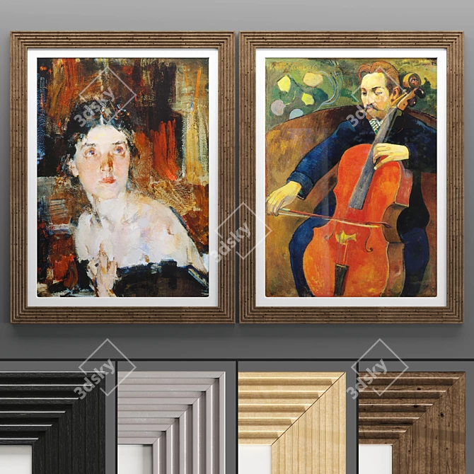 Modern Art Frame: 2 Frames, 4 Textures 3D model image 1