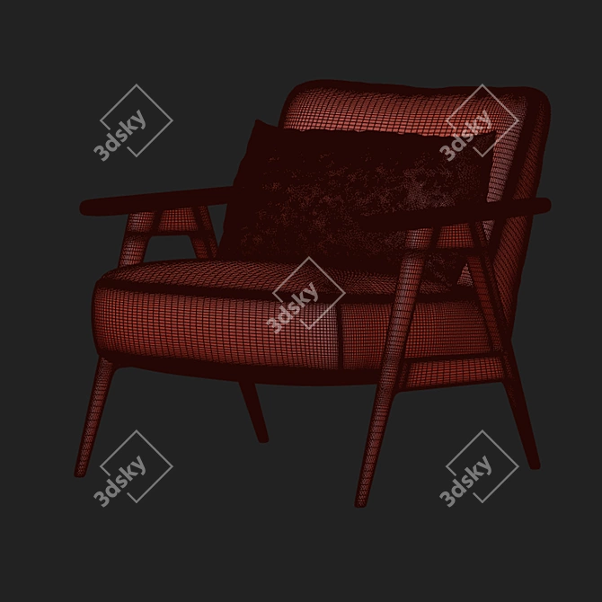 Cozy Velvet Armchair 3D model image 2