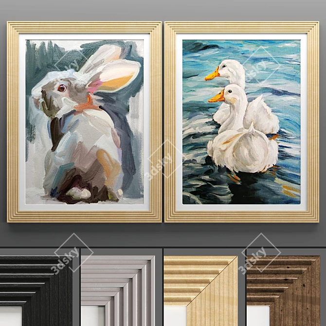 Elegant Art Frame with 4 Textures 3D model image 1