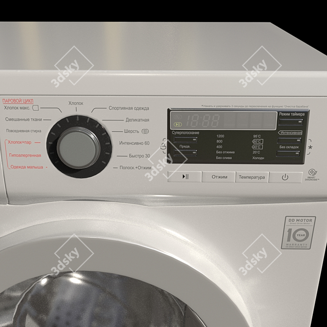 LG F1296HDS3 Ultra-Quiet Steam Washing Machine 3D model image 4