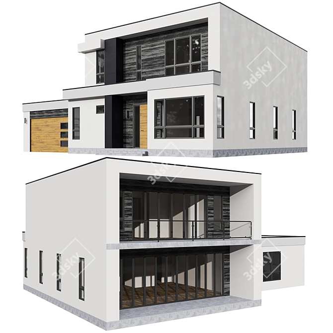 Cubical Urban Home with Garage 3D model image 1