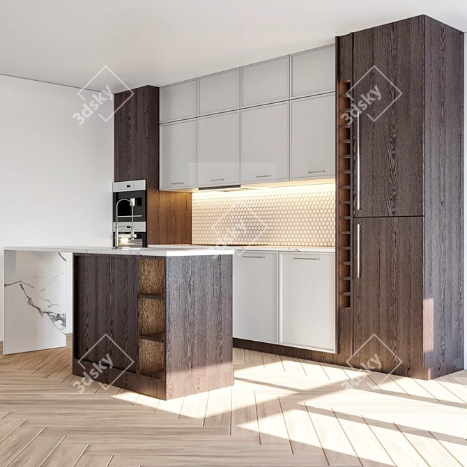 Spacious Kitchen Cabinetry Set 3D model image 2