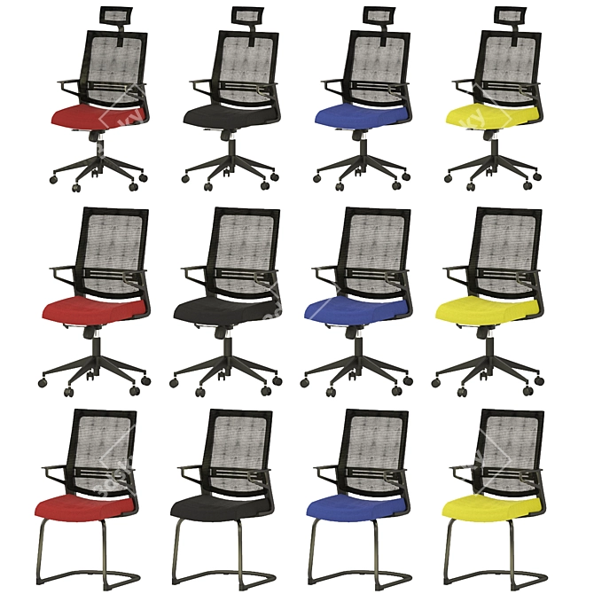 3D Office Chair Set: Stylish Designs 3D model image 3