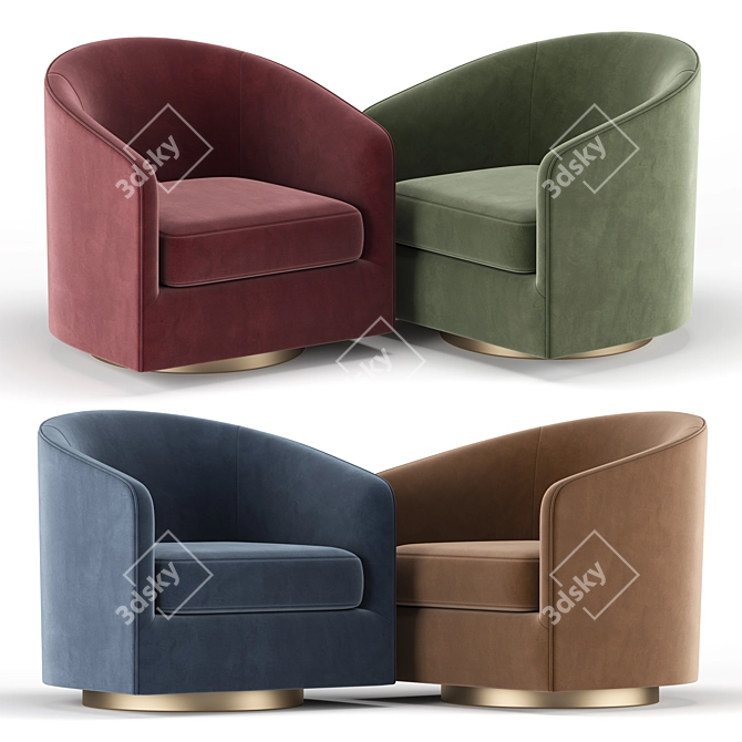 Gavyn Swivel Armchair: Modern Comfort 3D model image 1