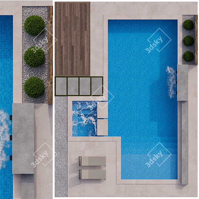 Modern Pool Design: 13.5x10m - 3DSMAX, V-Ray, Corona (FBX Included) 3D model image 4