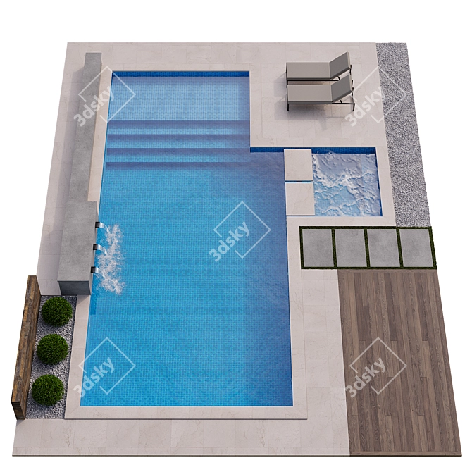 Modern Pool Design: 13.5x10m - 3DSMAX, V-Ray, Corona (FBX Included) 3D model image 5
