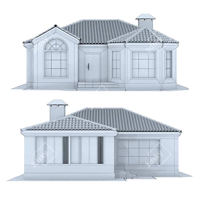 Brick House Model (18x11x5.5m) 3D model image 3