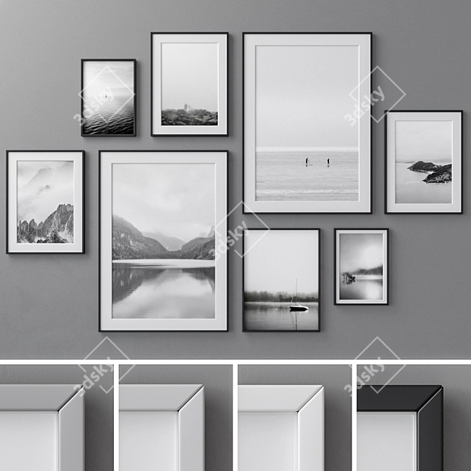 Modern Abstract Photo Frames - 4 Colors 3D model image 1