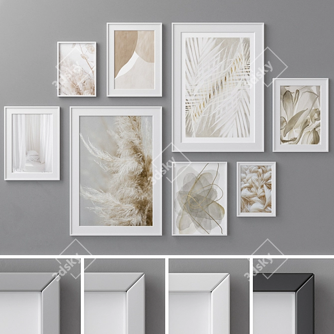 Modern Abstract Photo Frames Set 3D model image 1