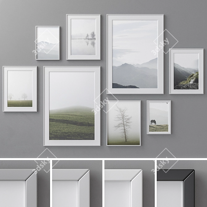 Modern Abstract Photo Frames Set 3D model image 1