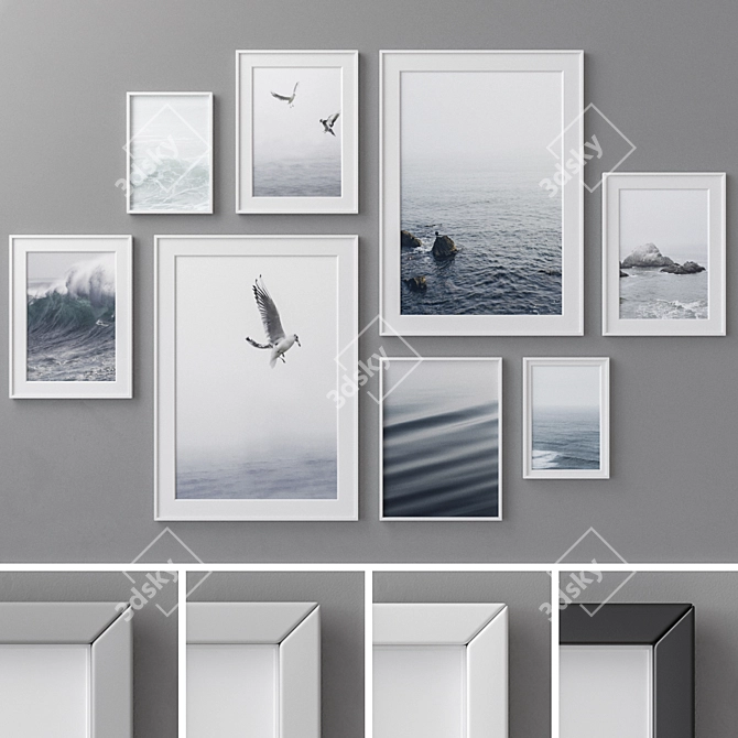 Title: Abstract Modern Art Photo Frames Set 3D model image 1