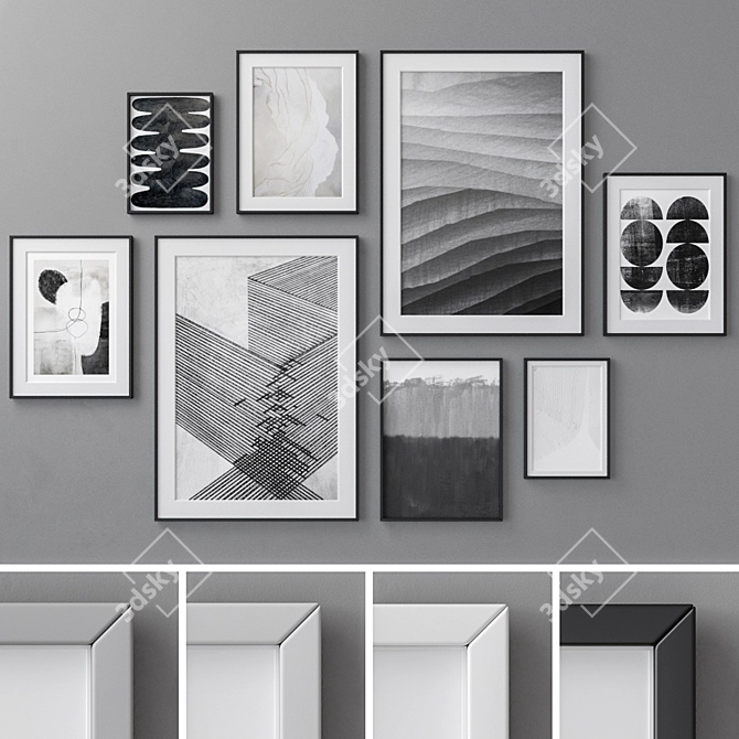 Modern Abstract Photo Frames Set 3D model image 1