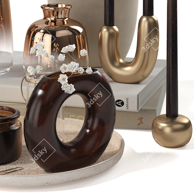 Gold Plated Glass Vases Set 3D model image 3