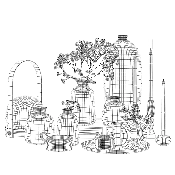 Gold Plated Glass Vases Set 3D model image 5