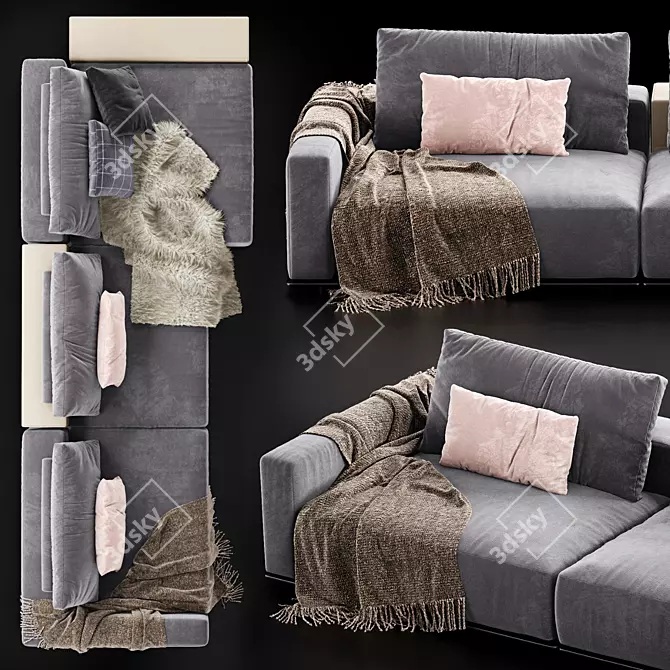 Sleek Westside Sofa by Poliform 3D model image 2