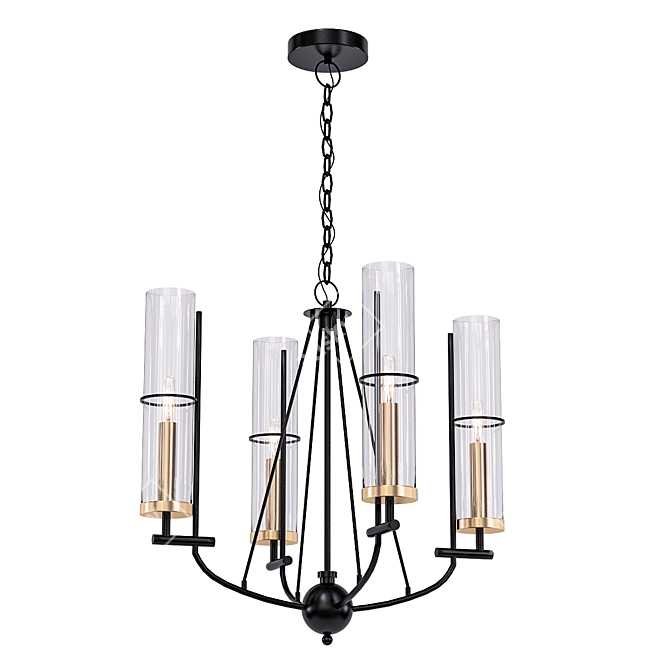 Elegant Smoked Iron & Gold Chandelier 3D model image 1