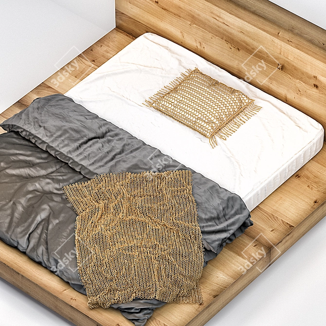 Sleek Modern Bed 006 3D model image 2