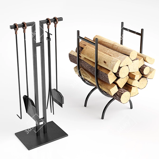 Fireside Bliss: Premium Fireplace Accessories 3D model image 4