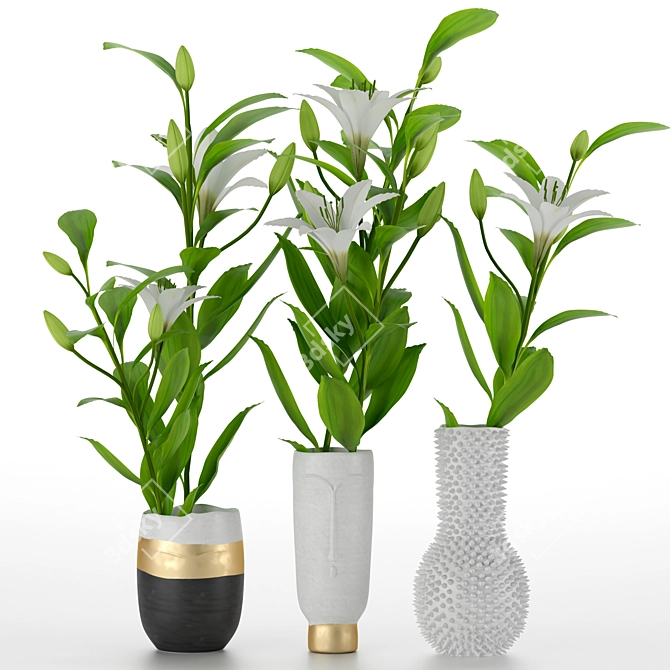 Elegant Lily Vase 3D model image 7