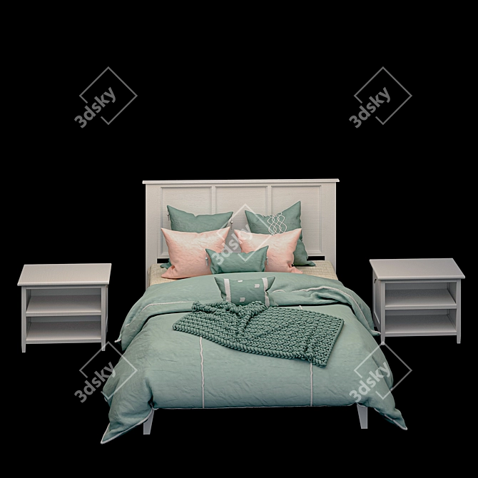 Atlantic Madison White Wood Queen Platform Bed 3D model image 2