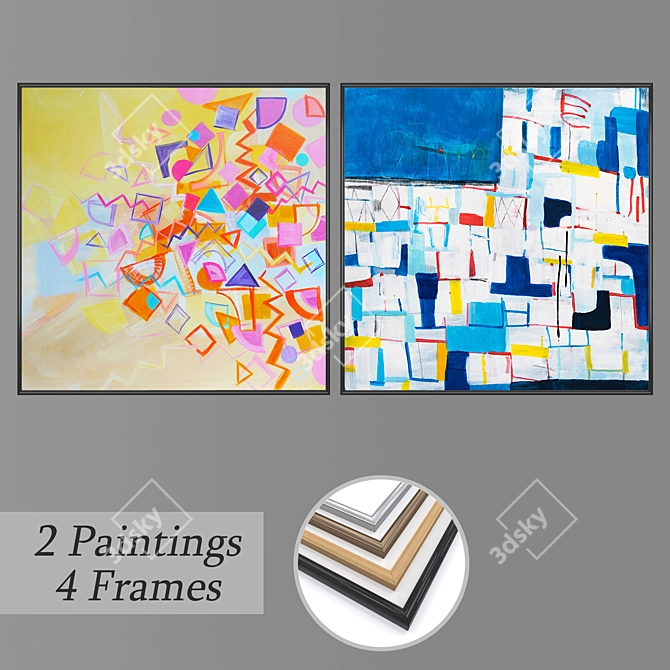 Elegant 2-Piece Wall Art Set 3D model image 1