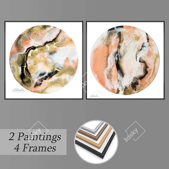 Versatile Set of Wall Paintings & Frames 3D model image 1