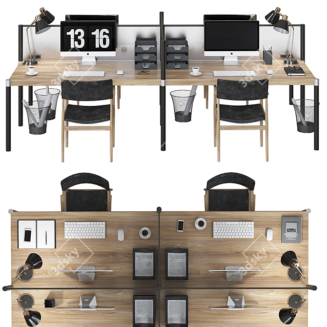 Optimized Office Furniture Set 3D model image 2