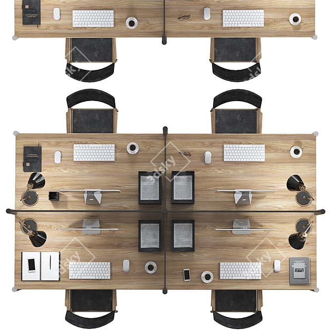 Optimized Office Furniture Set 3D model image 3